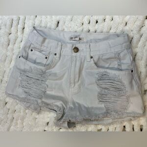 BILLABONG | distressed denim white shorts size 26